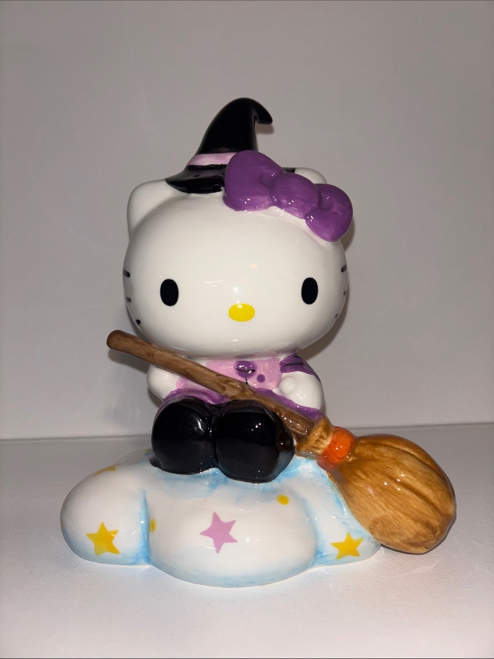 Blue Sky White, Purple & Black Hello Kitty Witch Figurine